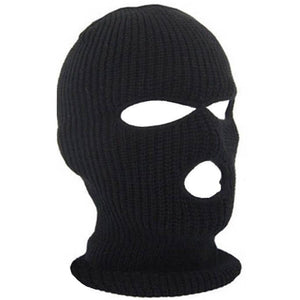 3 Hole Mask Black Knit Hat